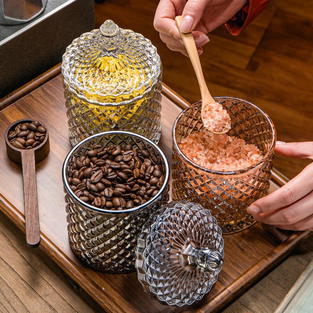 300/600 мл с крышкой Стеклянная банка для хранения Консервированная Бытовая Банка для сахара Новая Бриллиантовая Конфетница Бытовая
