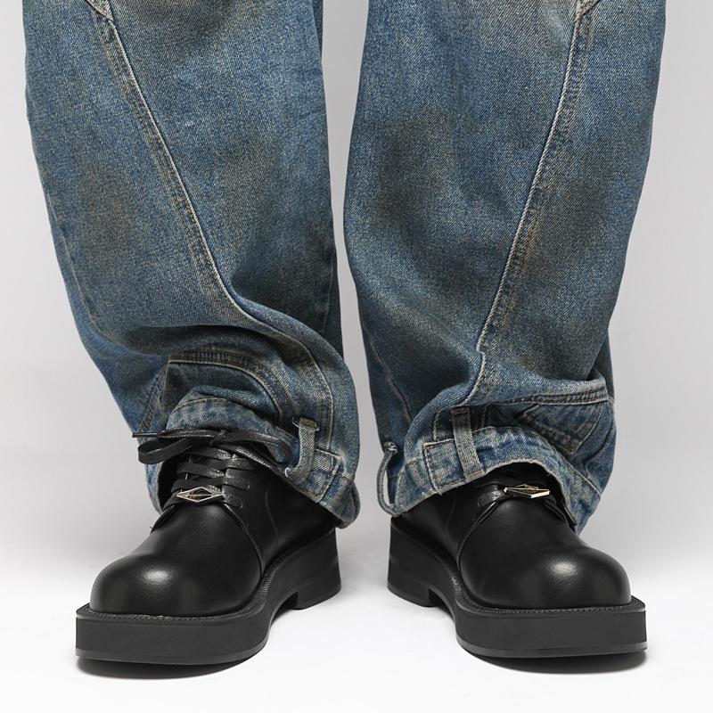 Кожаная обувь мужская обувь Мартин высокий стиль толстая подошва увеличивающая рост кожа большая голова модная универсальная деловая повседневная обувь дерби тренд