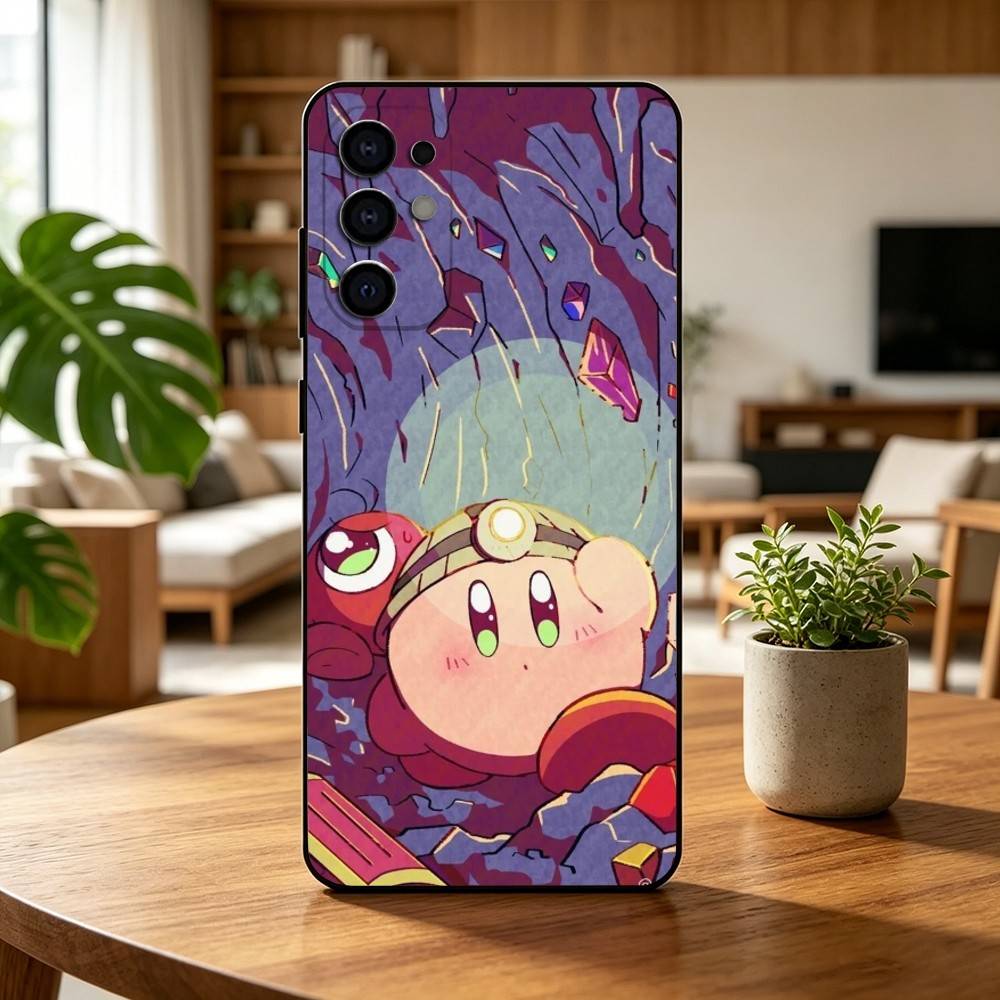 K-Kirbys-PC Cartoon Pink Phone Case For Samsung S25,S24,S21,S22,S23,S30,Ultra,S20,Plus,Fe,Lite,Note,10,Black Cover