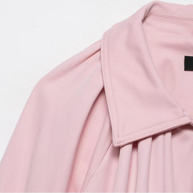 Womens 2026 Oversized Balloon Sleeve Pilot Jacket Streetwear Casual Outerwear Pink M-L