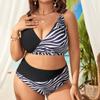 Бикини, новый сексуальный костюм, разделенный купальник, черно-белый купальник большого размера с принтом