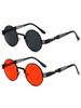 Gothic Red Steampunk Sunglasses Men Women Vintage Metal Round Sun Glasses Brand Designer Fashion Goggle Mirror Eyegalsses UV400