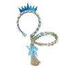 Children's Ice Queen Headband with Long Braid and Bow - Ice Blue Princess Hair Accessory
