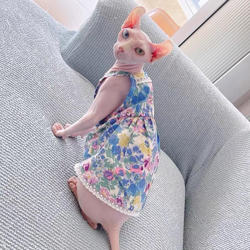 Summer Sphynx Cat Dog Clothes Luxury Princess Clothing For Hairless Cats Fancy Dress Kittens Vest Costume Puppy Skirt Cute