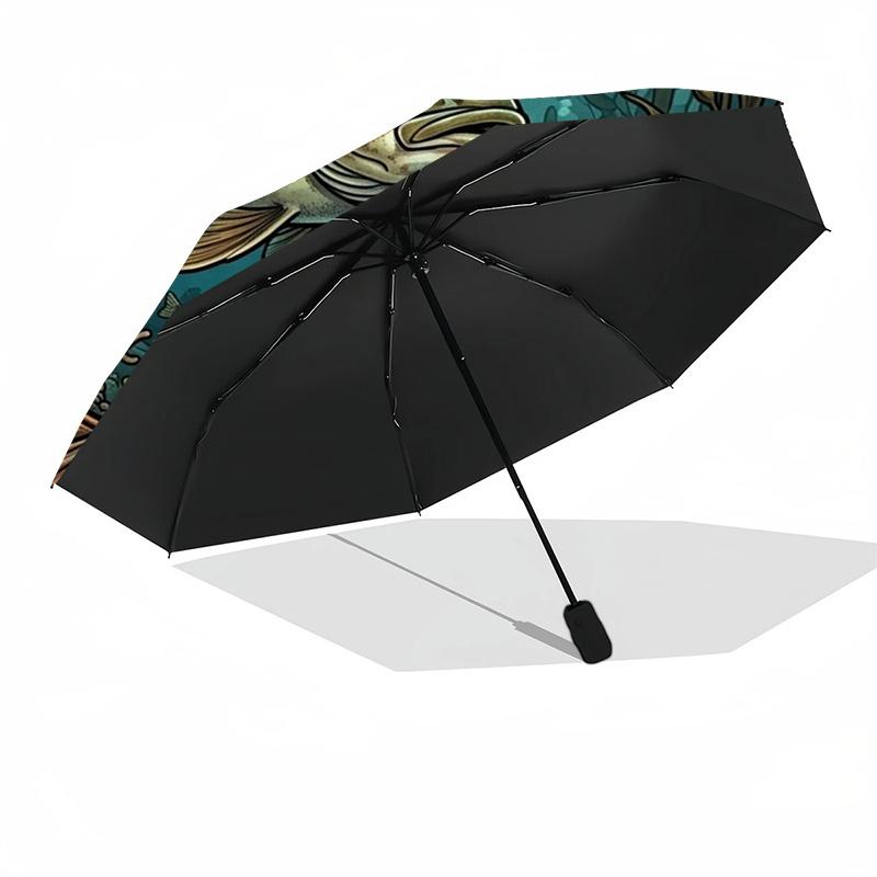 Underwater Marine Life Scene pattern umbrella, portable and foldable design, 8 ribs, a casual accessory for Halloween, Christmas, and birthday gifts.