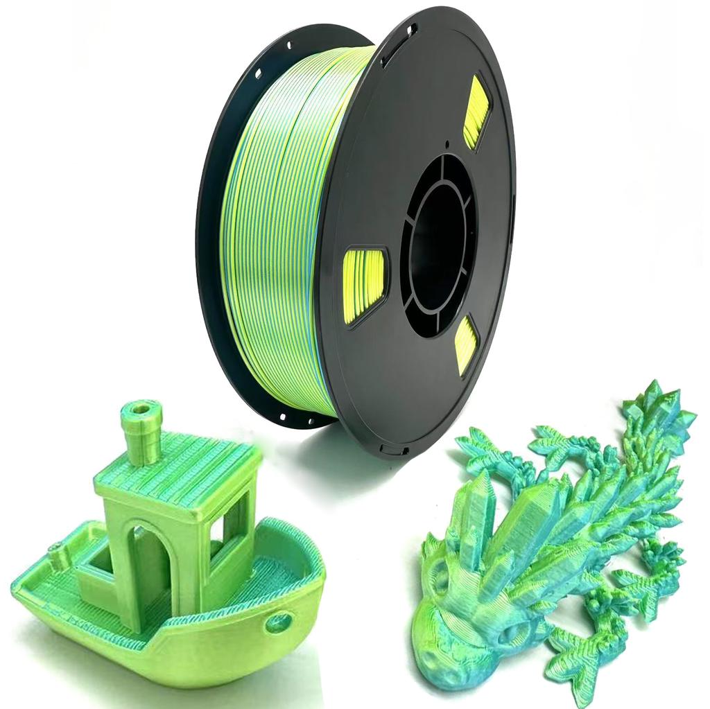 1KG 1.75mm PLA Silk Dual Color 3D Printer Filament Multiple Extruded Plastic Rods Including PETG Nylon Available Materials PPA