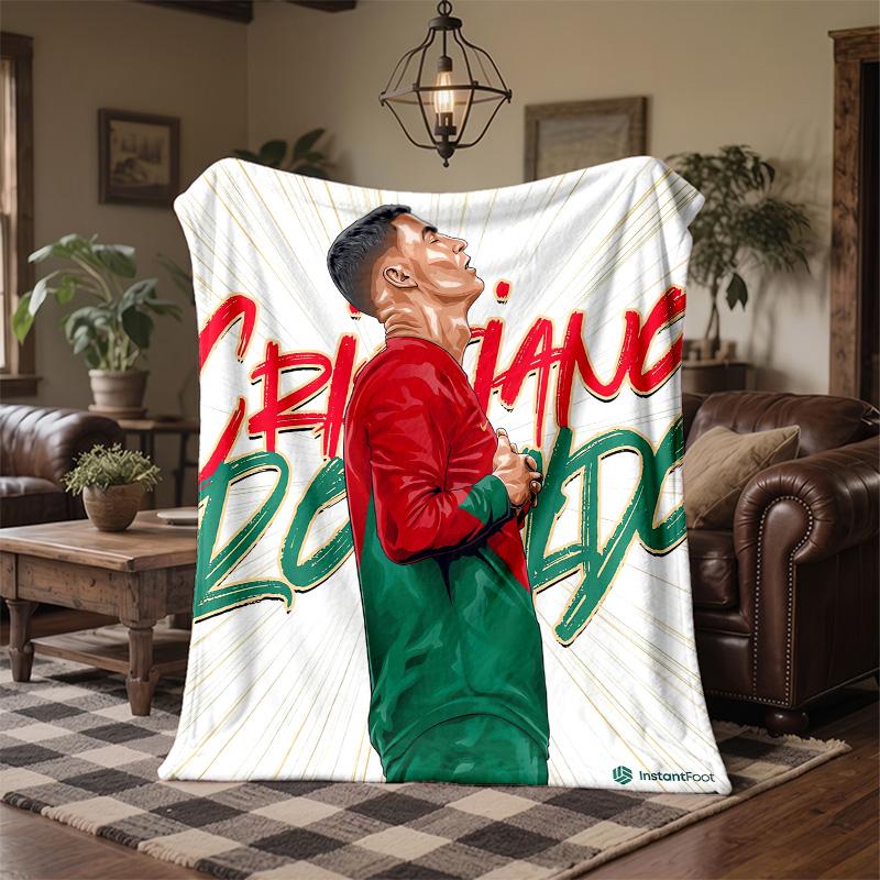 Cristiano Ronaldo Print Flannel Blanket Soft Warm Sofa Bed Throw Blanket For Home Office Bedroom