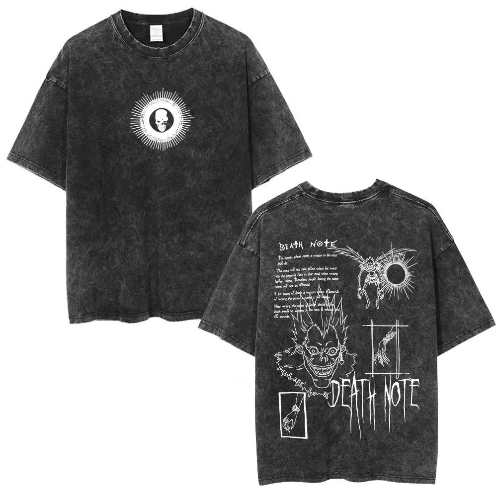 Death Note Ryuk Yagami Light Vintage Washed T Shirt Oversized Women Men Cotton Tshirt Fashion Short Sleeve Tshirts Streetwear