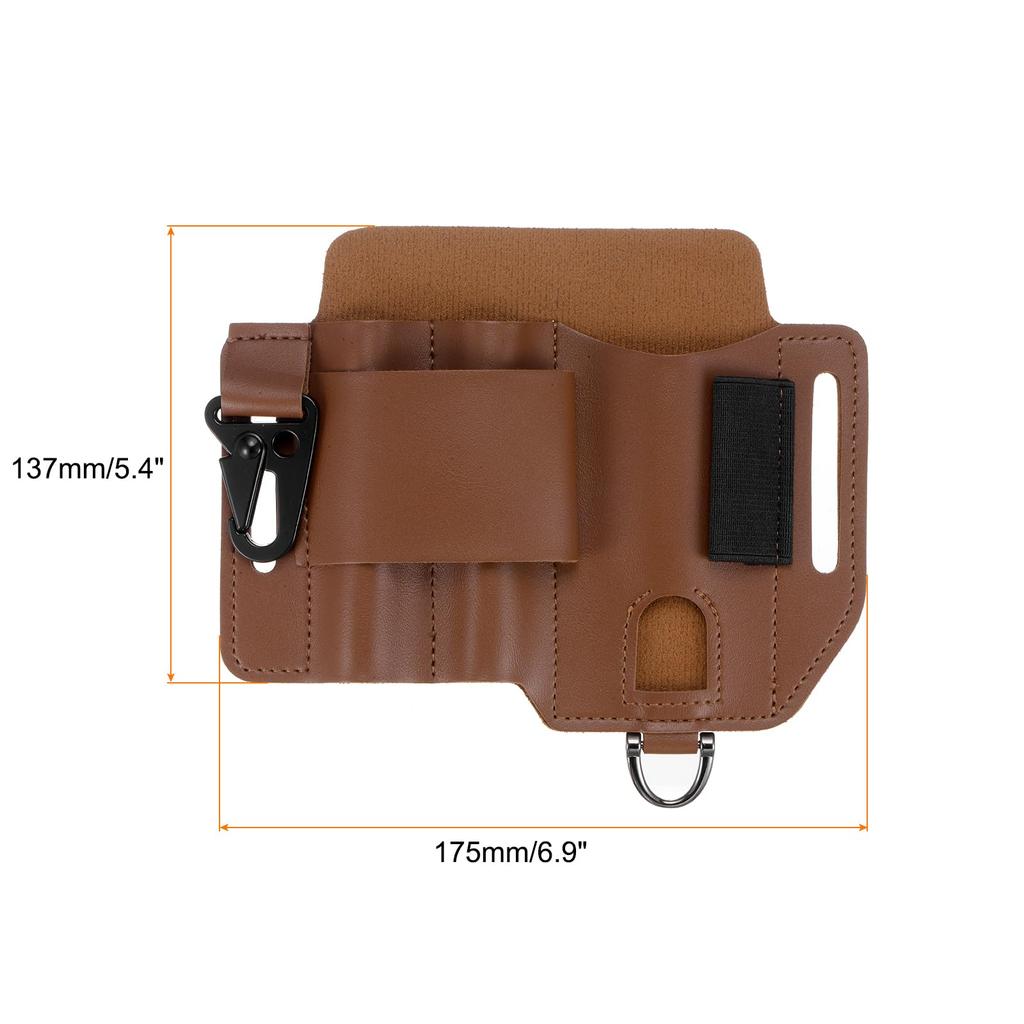 Uxcell Multi Tool Sheath EDC Pocket Organizer X PU Leather Large Capacity Leather EDC Pocket Organizer Pen Holder for Key Fob Key Pen Flashlight Multi