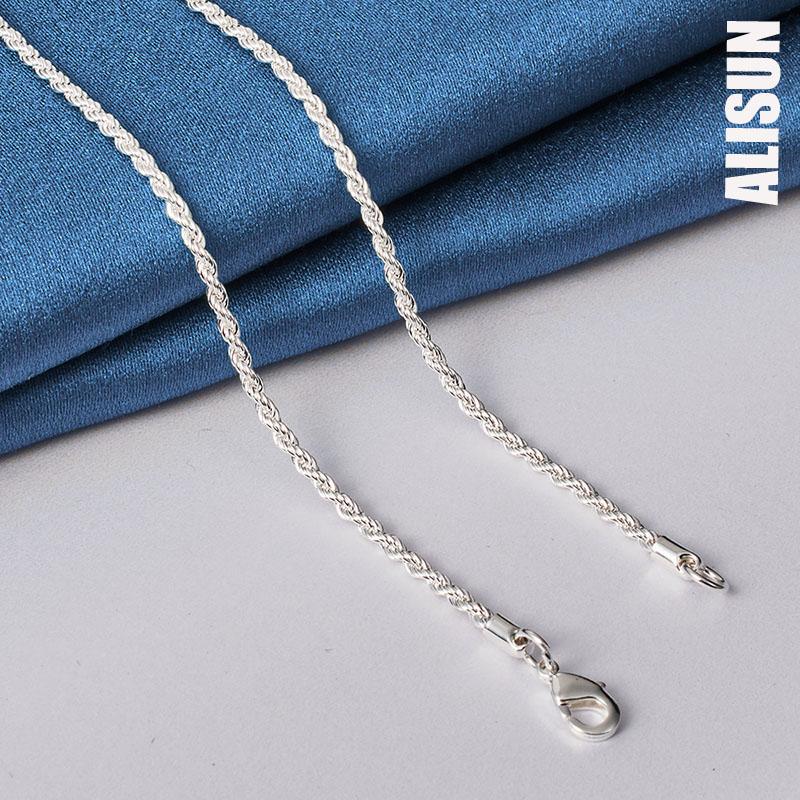 925 Sterling Silver 3mm Water Pattern Necklace Fashionable Wedding Jewelry