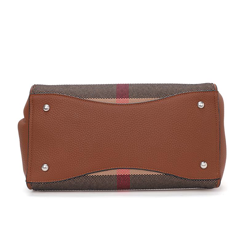 Новая женская винтажная клетчатая сумка большой вместимости, повседневная универсальная сумка из холста и коровьей кожи