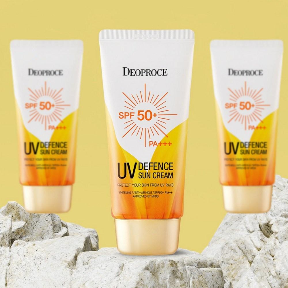 Deoproce Солнцезащитный крем UV Defense SPF50+ PA+++ Выравнивающий тон кожи, 70 г, 2 шт.