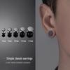 Korean Barbell Earrings for Women & Men: Versatile Round Ear Studs, Simple Black Double-Sided Design