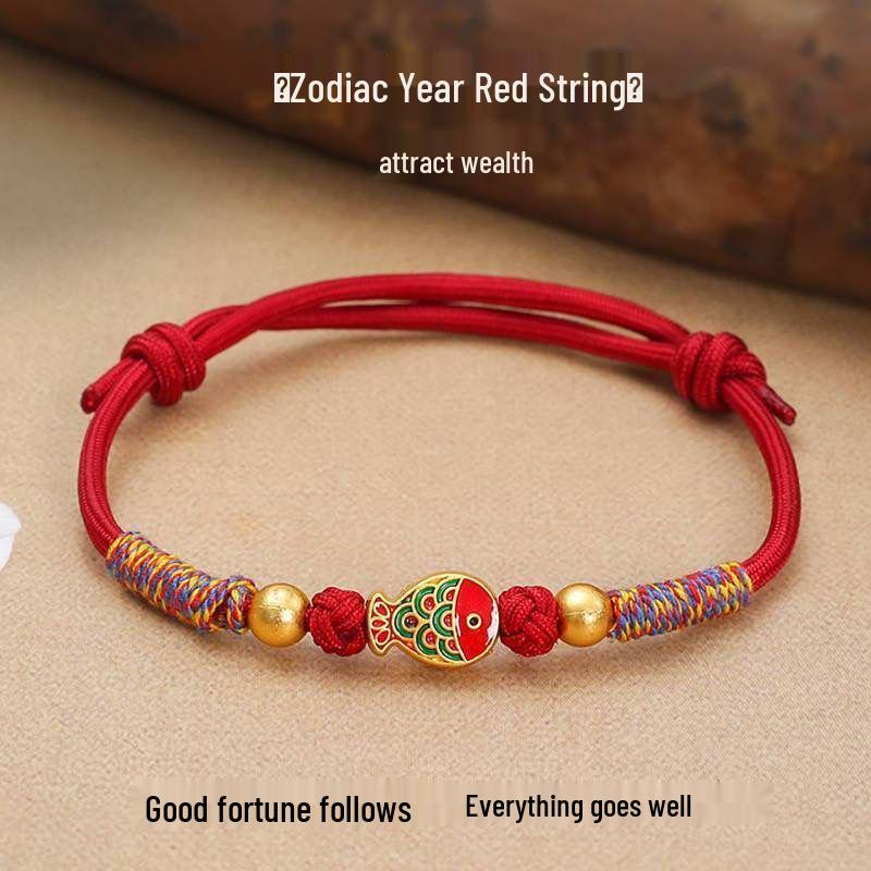 Новый этнический браслет из красной нити с гальванизированными сплавными аксессуарами для мужчин и женщин - Дизайн в пяти цветах для Фестиваля лодок-драконов.