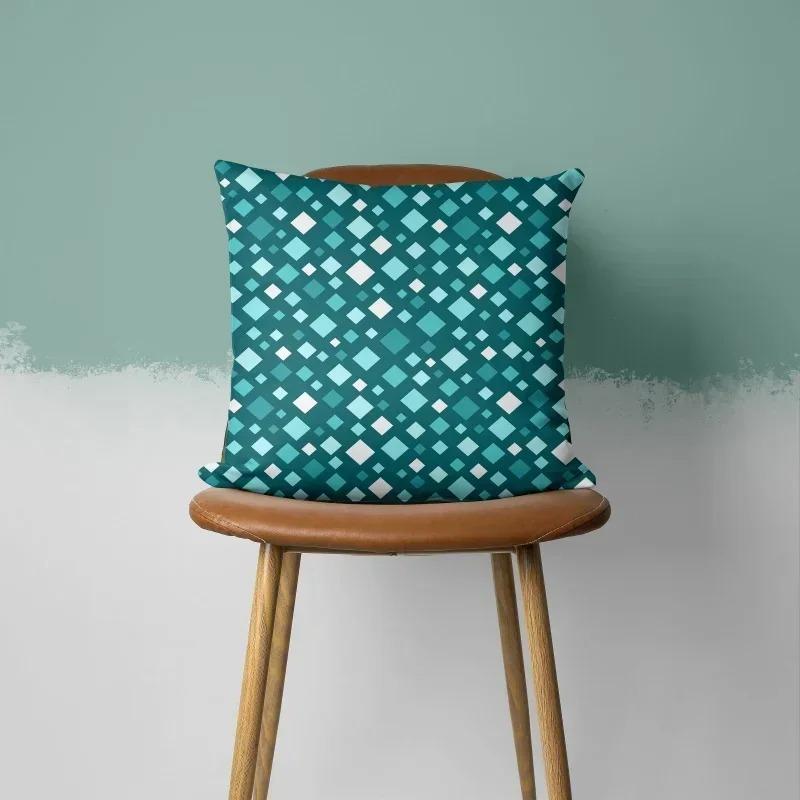 Teal Geometric Floral Pillow Covers Decorative Cushion Cases for Sofa Bedroom Car Home Decor