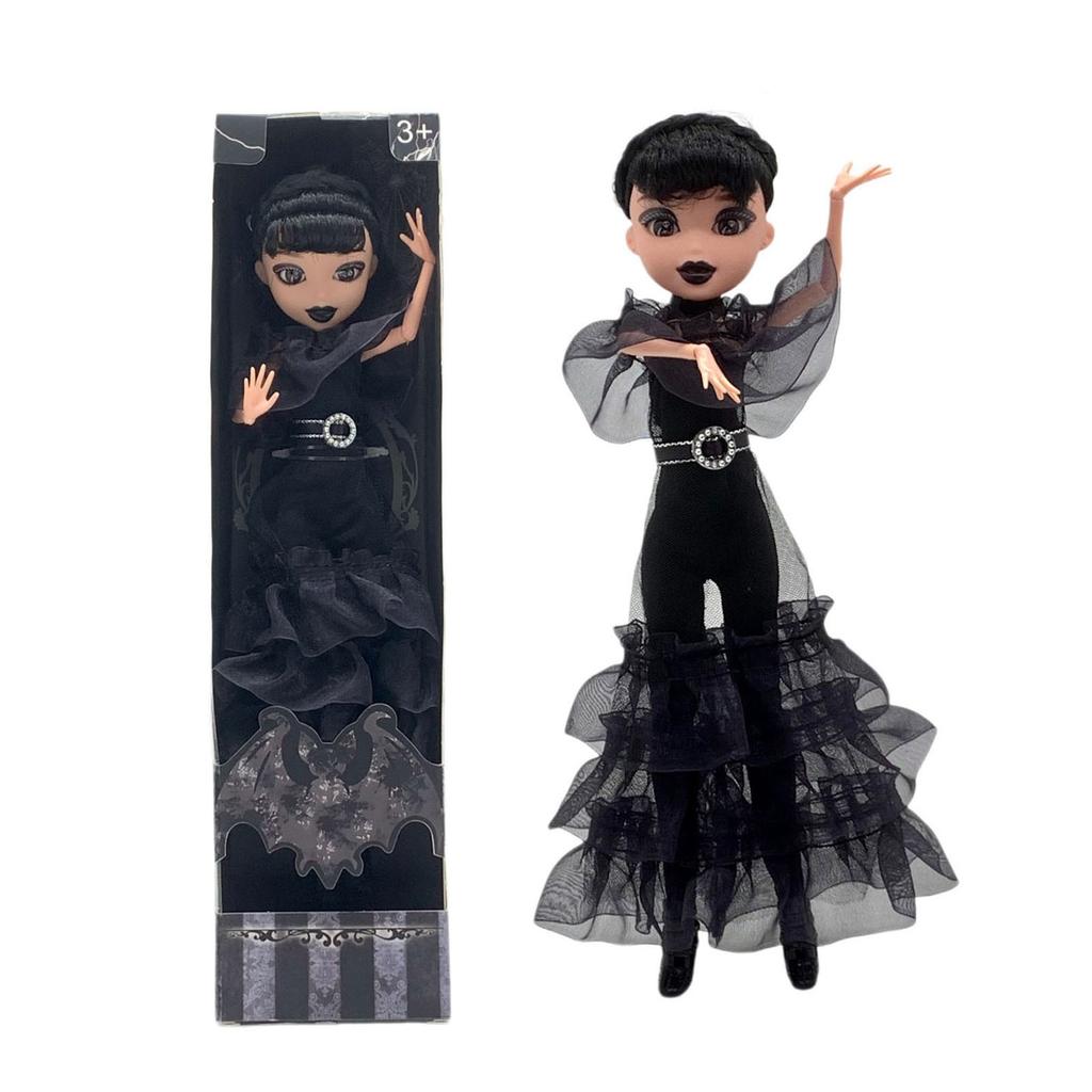 11,5-дюймовая кукла с подарочной коробкой, черное платье, каблуки и волосы, идеальная игрушка в подарок для девочек и фанатов