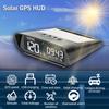 Автомобильный HUD на солнечной батарее с GPS-дисплеем на лобовом стекле Цифровые часы Спидометр Сигнализация превышения скорости Предупреждение об усталости водителя Отображение пробега на высоте