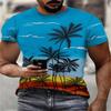 Summer Hawaiian Style Men's Round Neck Short Sleeved T-shirt with 3D Digital Printing Pattern Suitable for Outdoor Sports and Beach Entertainment