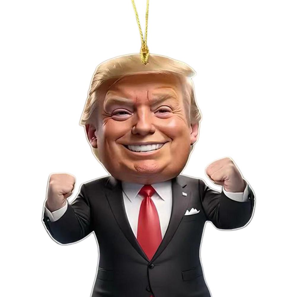 Патриотический Дональд Трамп 2024 Рождественский Орнамент Акриловый Мультяшный Трамп Подвеска (В)