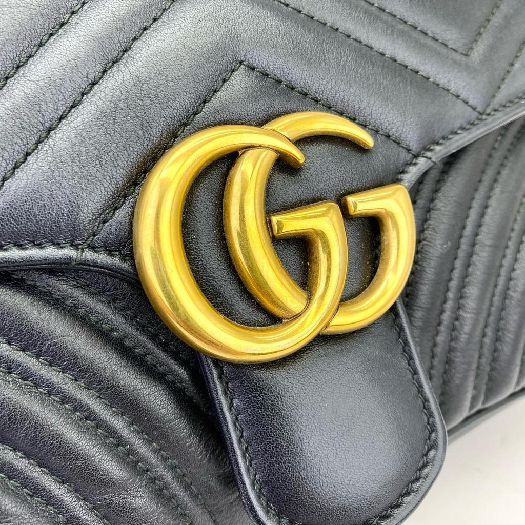 [Pre-Owned] Gucci GG Marmont Small Matelassé Shoulder Bag 'Black' - Excellent #1TFQT7L
