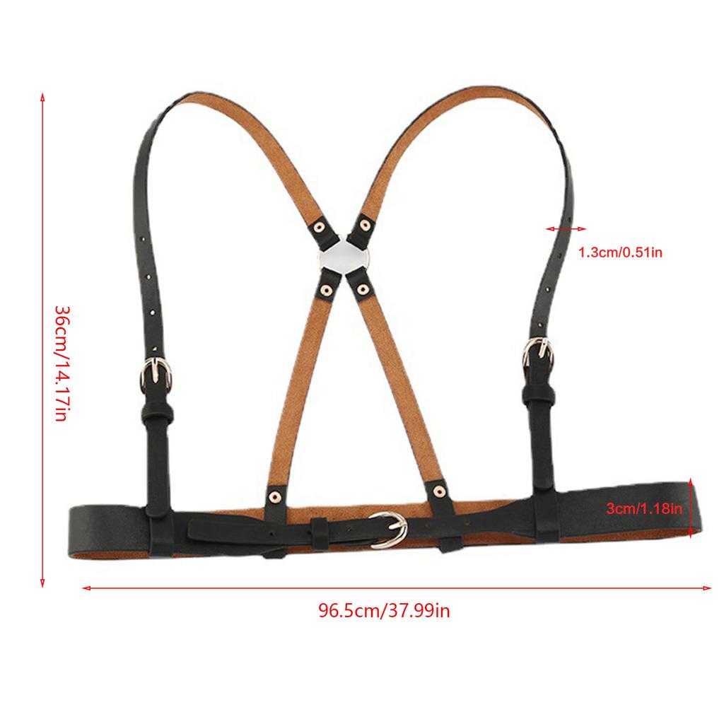 Punk Waist Belt Women Halloween Leather Skinny Body Adjustable Belts with X Shape for Party Night Club Waist Slim
