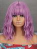 MERISIHAIR Women Fashion Shoulder Length Natural Water Wave Wig with Bangs Synthetic Purple Blue Black White Wavy Wig