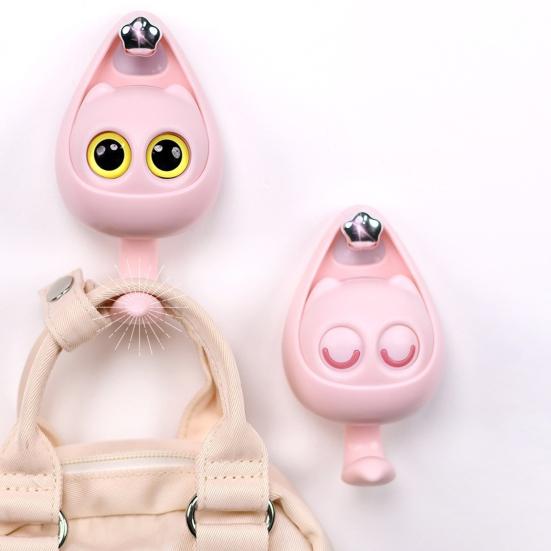 3Pcs Wall Hook Self-adhesive Cartoon Cat Shape Hook Strong Multi-purpose Hangers for Hats Backpacks Keys