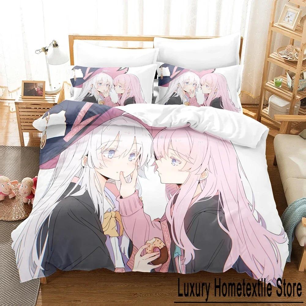 Комплект постельного белья с рисунком в стиле аниме «Странствующая ведьма» и «Путешествие Элейны» с 3D-печатью, пододеяльник, двуспальный, двуспальный, двуспальный, для взрослых и детей, пододеяльник