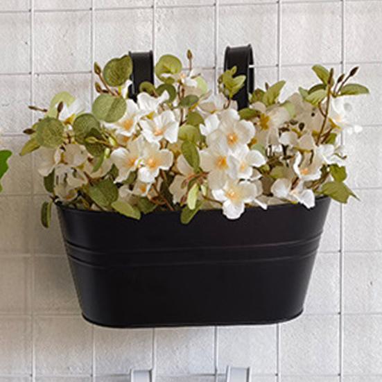 Metal Iron Hanging Flower Pot Outdoor Balcony Rail Bucket Planter with Detachable Hook Fence Garden Decor for Herbs Vegetables Flowers