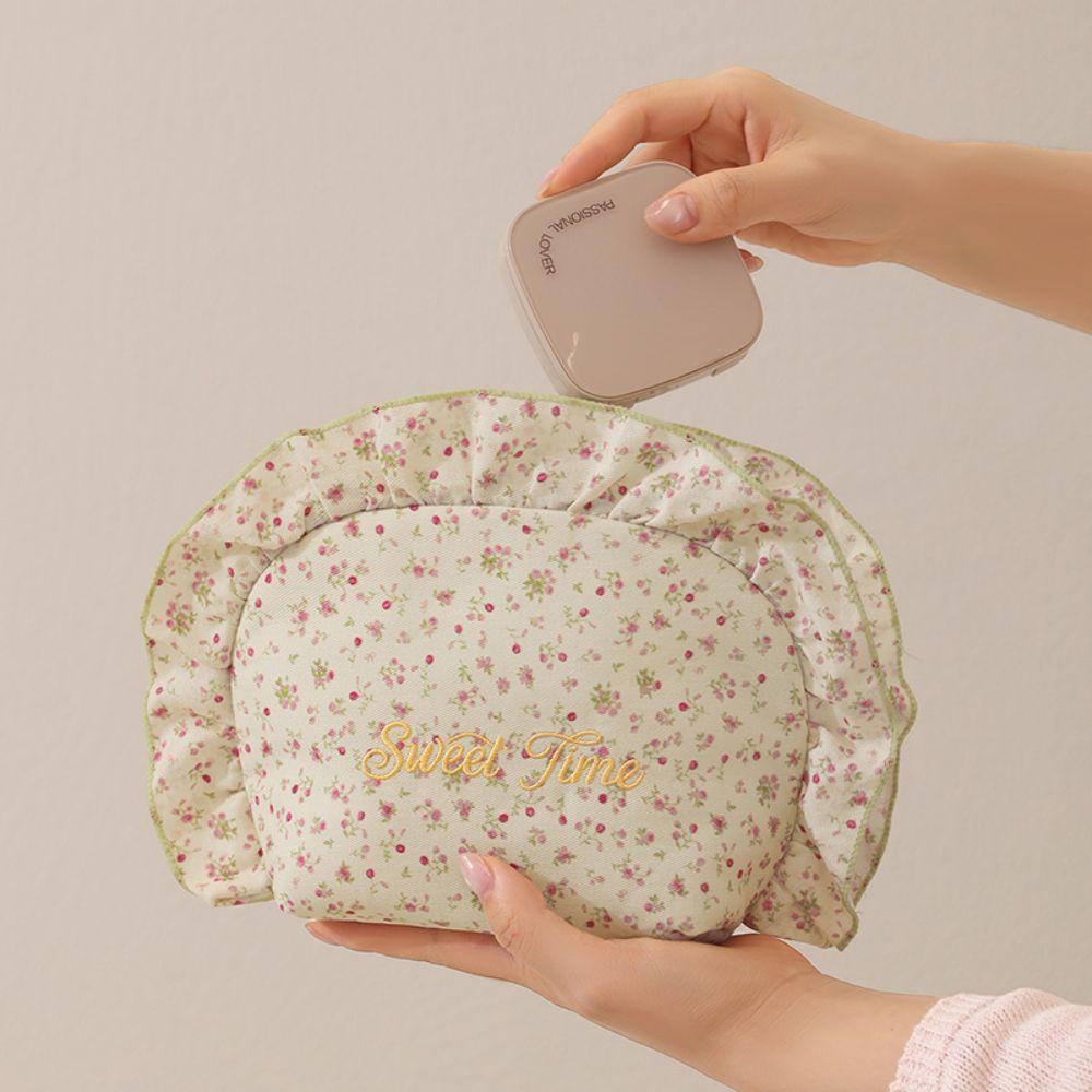 Shell Shape Toiletry Pouch Ruffle Travel Pouch Multipurpose Cosmetic Bag  Daily Use