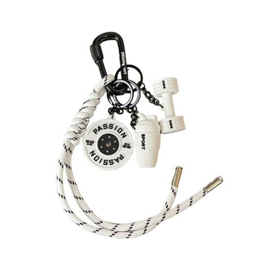 Fitness Keychain Weightlifting Fitness Equipment Charm with Keyring Weight Plate Dumbbell Key Chain Bag Backpack Charm Gift for Gym Enthusiasts