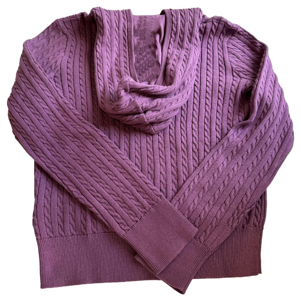 Polo Ralph Lauren Sweater FW24 Cable Knit Zipper Hoodie Long Sleeve Knit Kids Sweater Purple 313916533-006