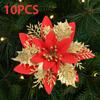 10pcs Artificial Easter Flowers Glitter Poinsettia Christmas Simulation Flower Wedding