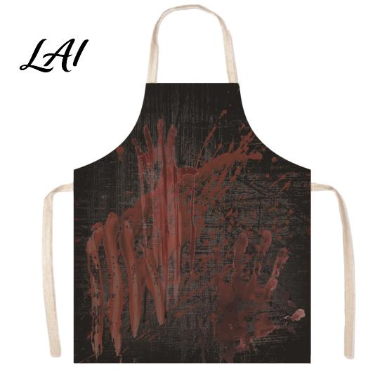 Spooky Kitchen Decor Halloween Butcher Apron with Realistic Blood Stain Washable Protective Work Apron Cosplay Devil Outfit Horror Costume Prop for