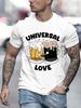 Universal Love Funny Beer Print Men T-Shirts Breathable Tee Clothes Summer Streetwear Oversized T-shirts Loose Short Sleeve Tops