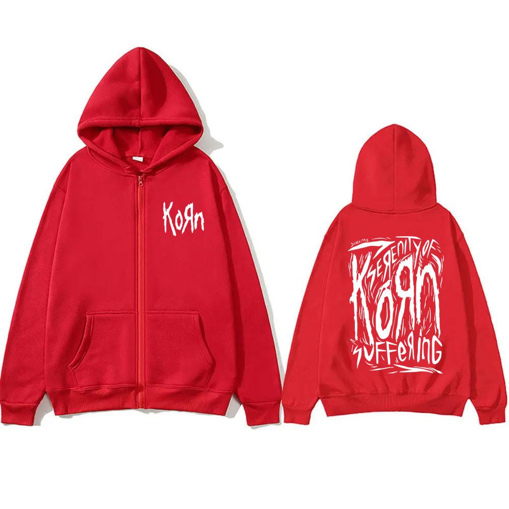 Худи на молнии с символикой рок-группы Korn, винтажная готическая куртка оверсайз с музыкальным принтом, мужская флисовая хлопковая толстовка на молнии.