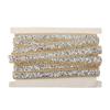 5yard 15mm Gold Edge Silver Diamond Wrap Roll Rhinestone Ribbon Decoration