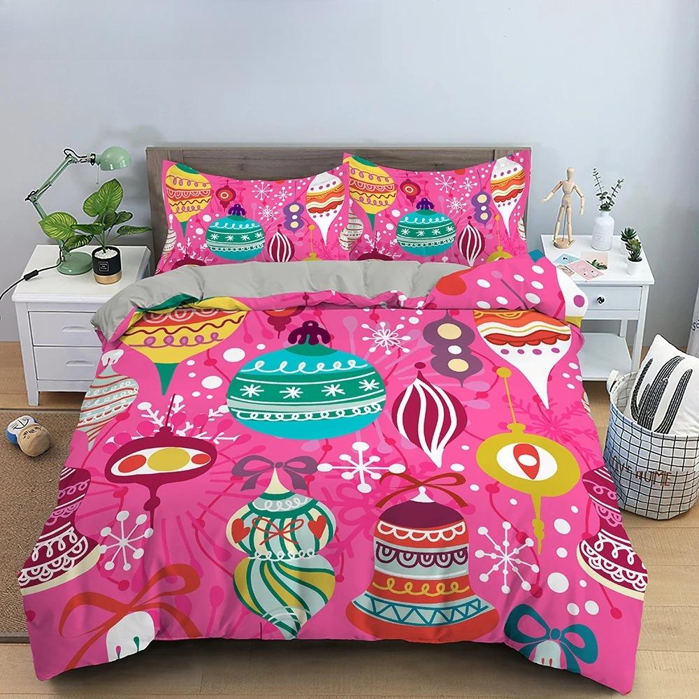 3D Рождеством белый комплект постельного белья Рождественский комплект пододеяльников/пододеяльников полиэстеровое одеяло King Queen полный двойной красный бант бежевый