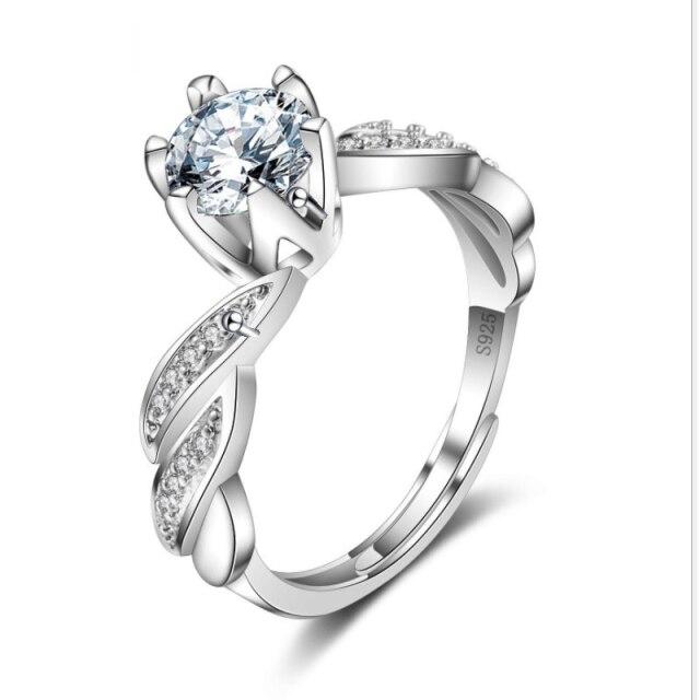 925 Silver Female Diamond Ring Couple Proposal Engagement Open Ring Rings for Women Jewelry Luxury Rings Resizable