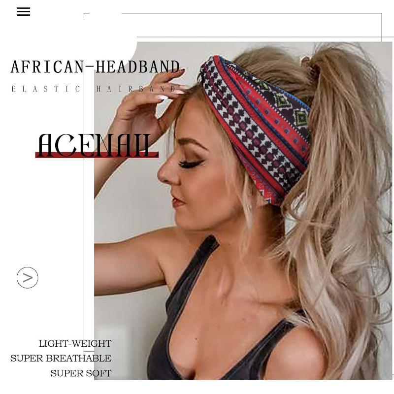 National Style Printed Headband Bohemian Headband Sports Headband Sweat-absorbing Headband Women's Antiperspirant Wide Headscarf