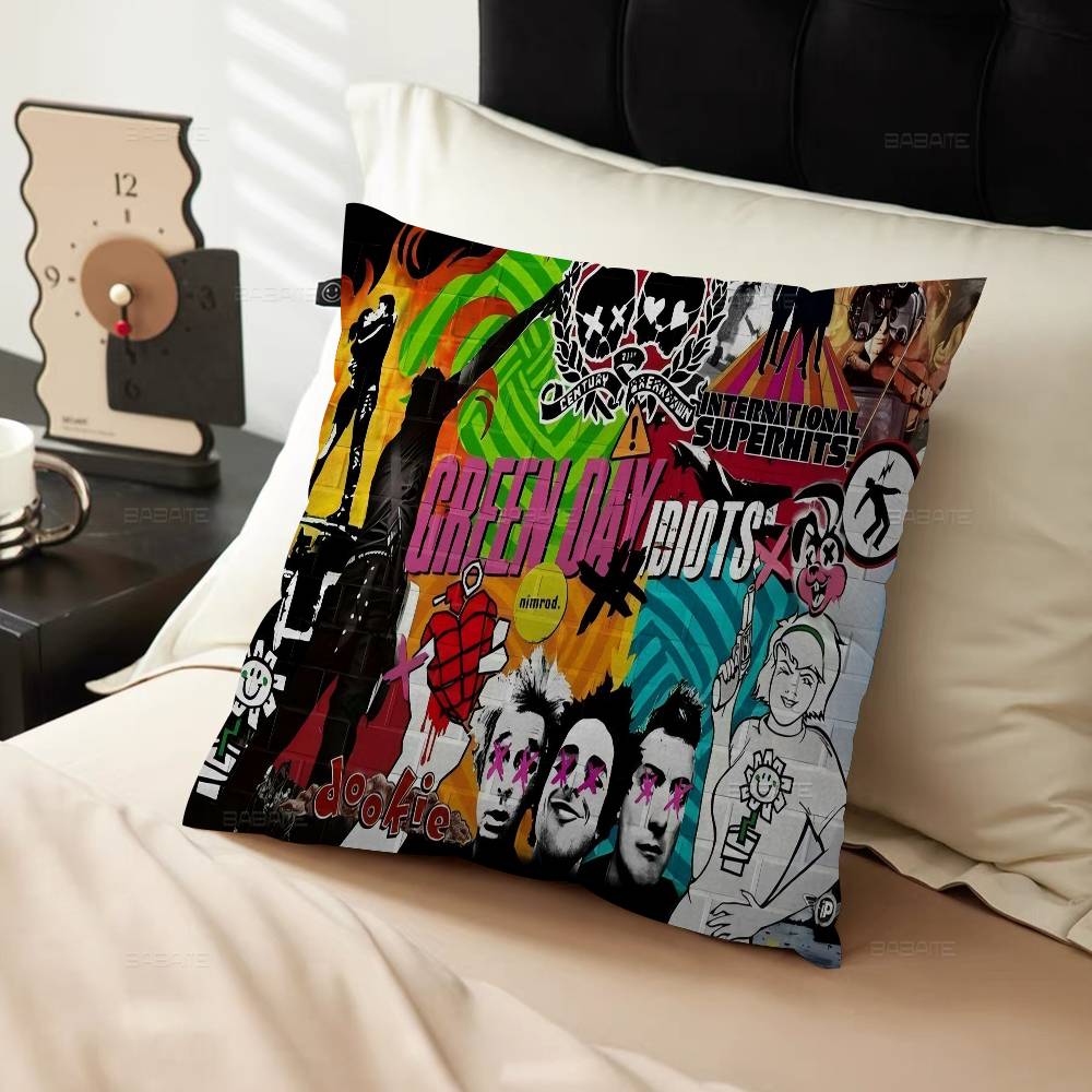 G-Green D-Day Band Pillow Gift Home Office Decoration Bedroom Sofa Car Cushion Cover Case 45X45
