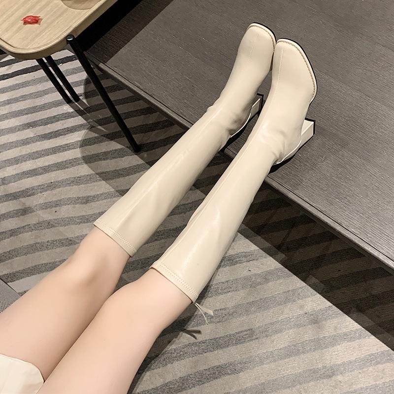 Женские сапоги в корейском стиле с квадратным носком и высоким каблуком - Осень/Зима 2021