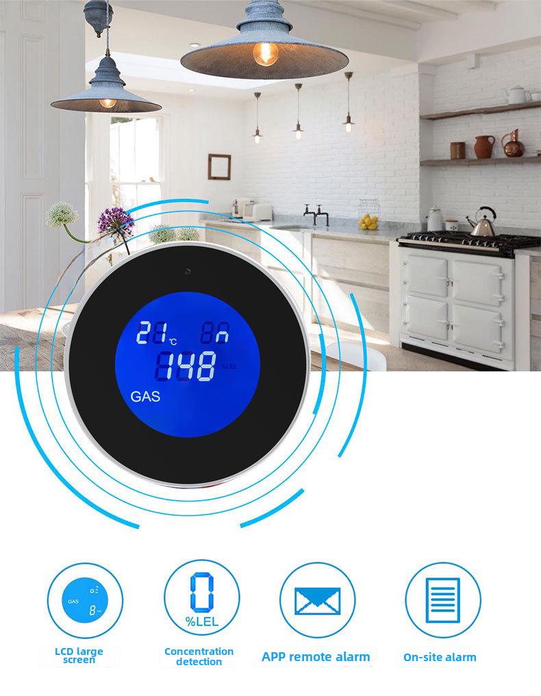 Детектор утечки газа на кухне Tuya WiFi с электромагнитным клапаном