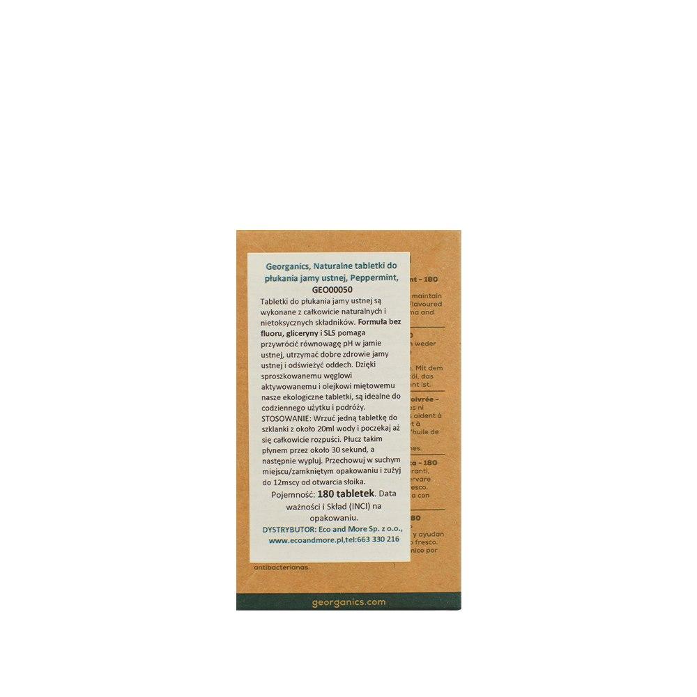 Naturalne Tabletki Do Płukania Zębów Mięta Peppermint 180 Szt. Georganics
