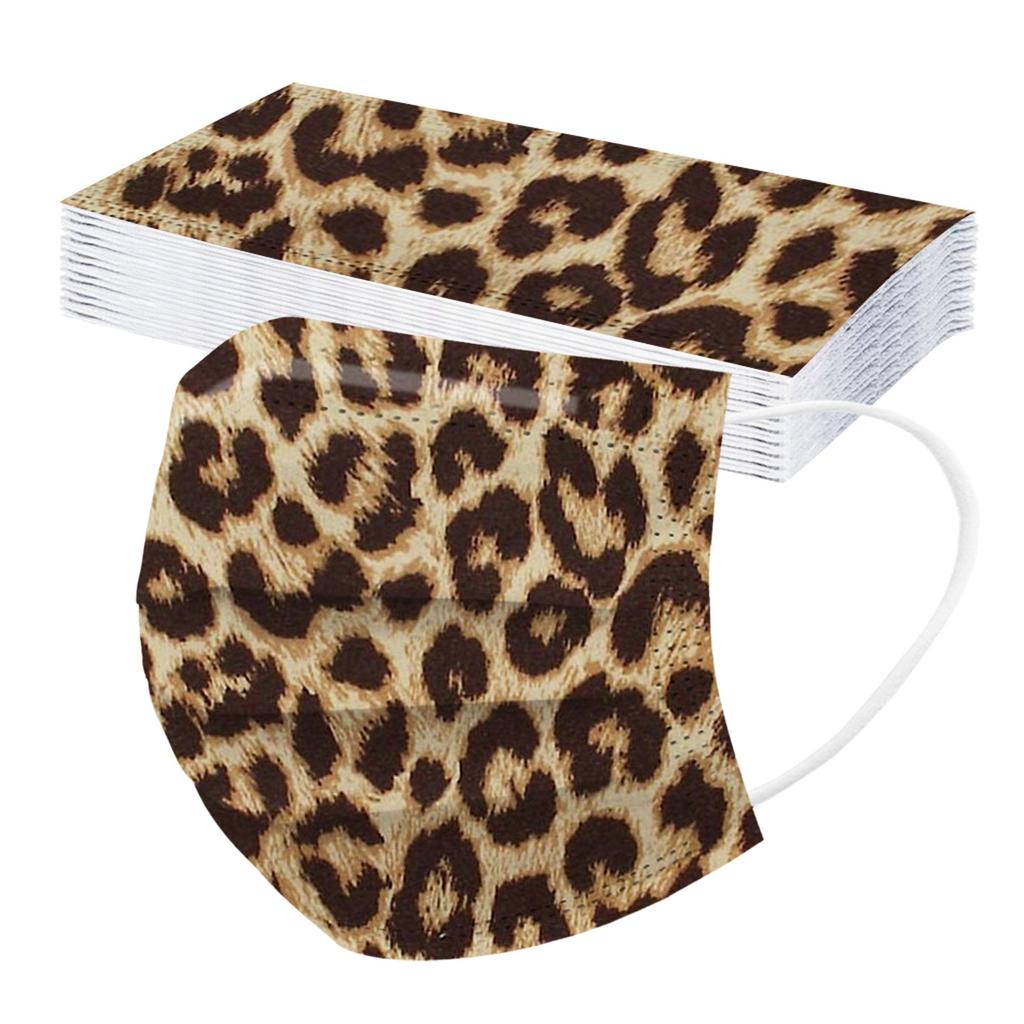 Трехслойная одноразовая пыленепроницаемая защитная маска с леопардовым принтом для взрослых