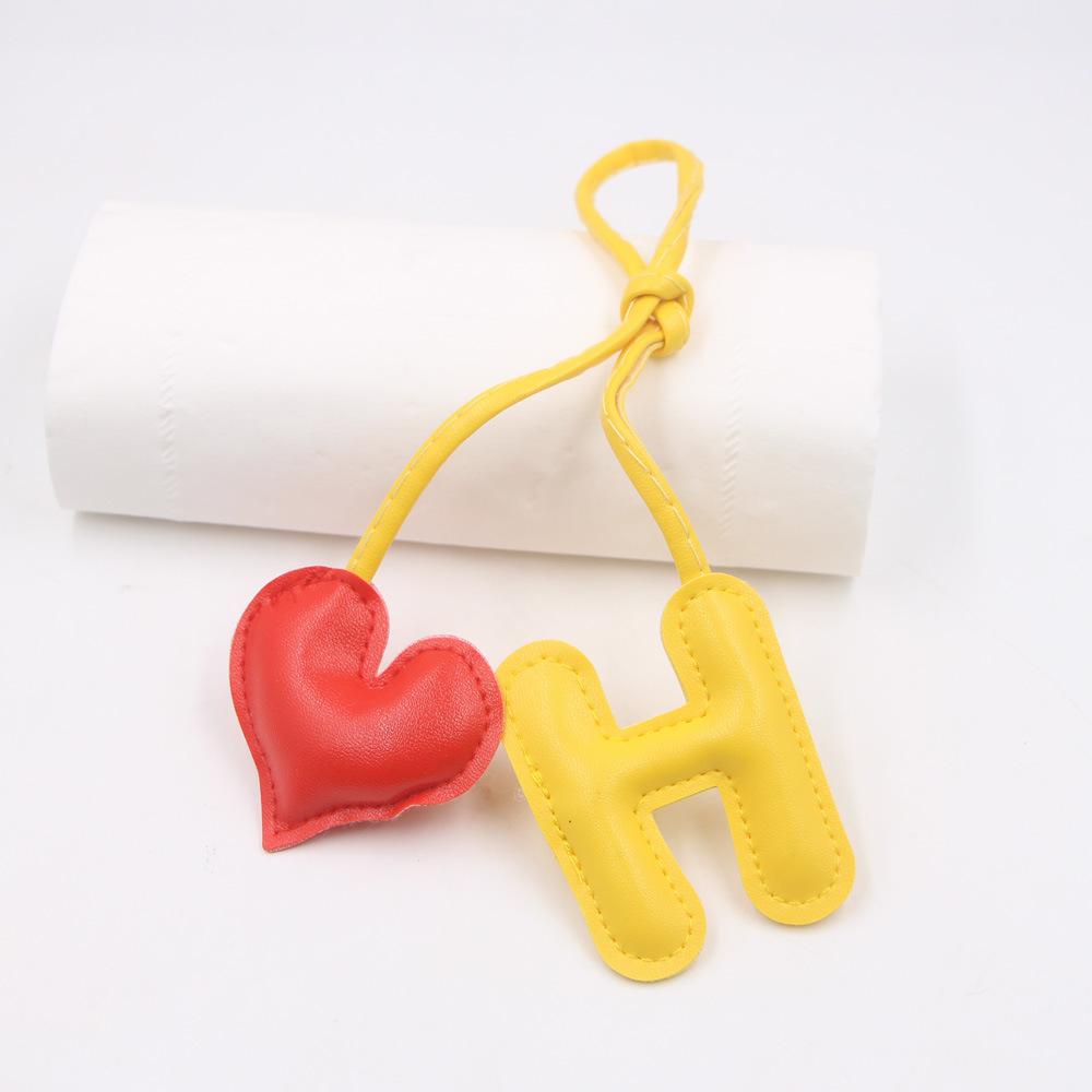 Color Blocking Letters Heart-shaped Leather Bags DIY Knotted Hanging Ropes Hanging Accessories Clothing Accessories Matching Hanging Ornaments