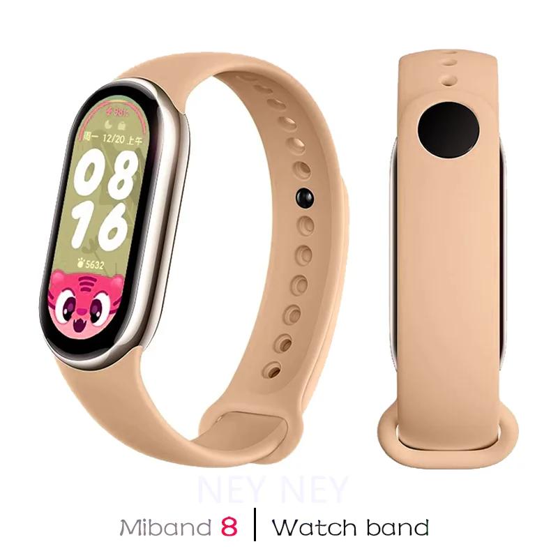 Спортивный ремешок для Xiaomi Mi band 8-9 NFC, сменный ремешок miband8, силиконовый браслет, умный браслет 8, водонепроницаемые ремешки для часов, аксессуары
