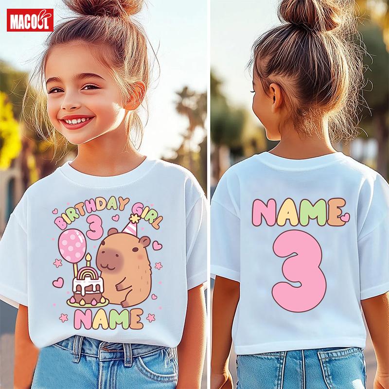 Cute Dolphin Birthday Digital Cartoon Printed Summer Casual Comfortable Cotton Short sleeved Tshirt