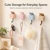 Punch Free Cute Cat Wall Hook Retractable Pop Up Wall Hanger  For Keys Bags Towels
