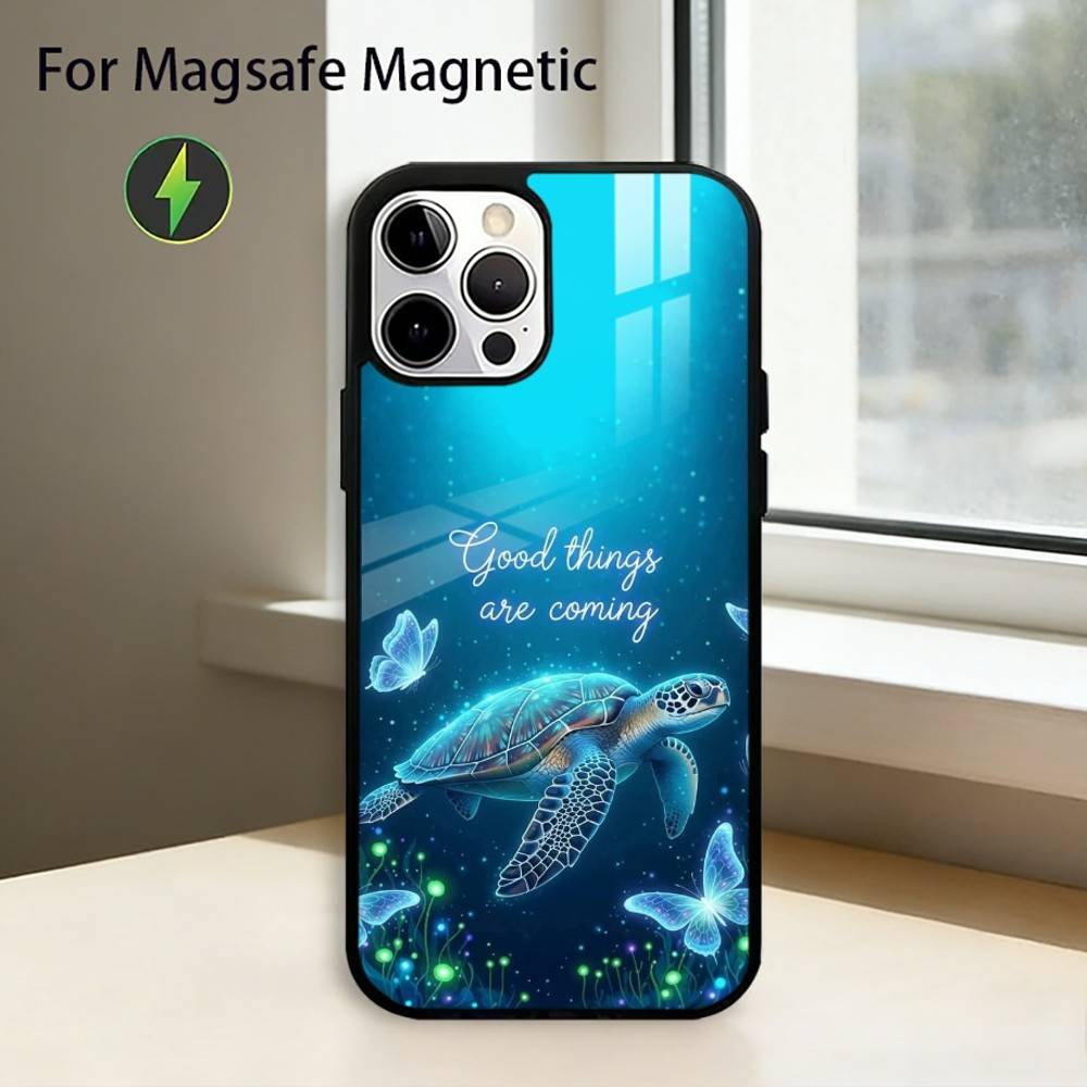 Милый Чехол-Черепашка для Телефона iPhone17,16,15,14,13,12,11 Plus,Pro Магнитный с Беспроводной Зарядкой Magsafe